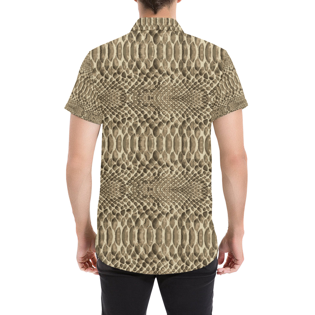 Python Pattern Print Design A02 Men's Short Sleeve Button Up Shirt