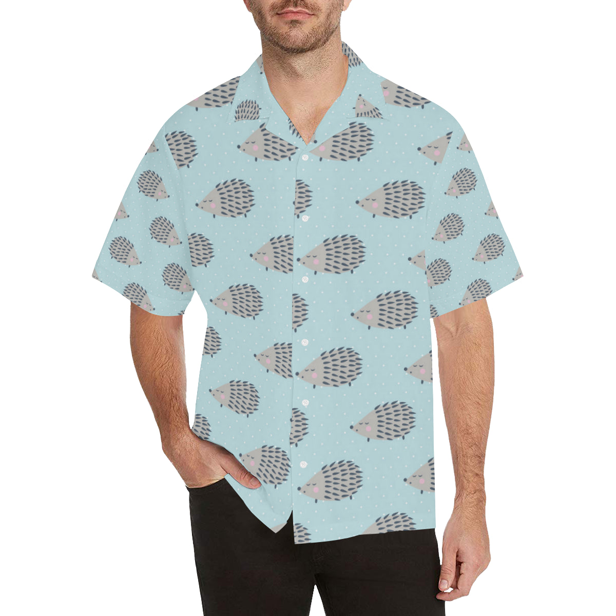 Hedgehog Pattern Print Design 02 Men's Hawaiian Shirt