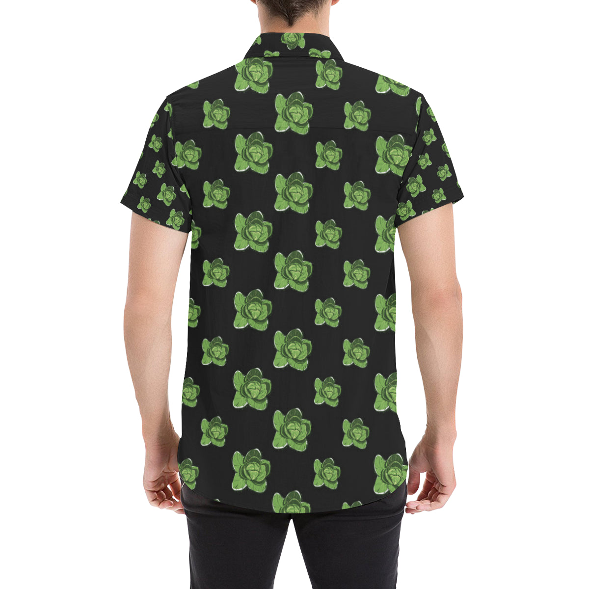 Cabbage Pattern Print Design 03 Men's Short Sleeve Button Up Shirt