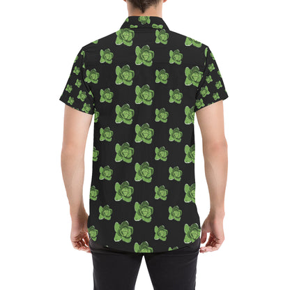 Cabbage Pattern Print Design 03 Men's Short Sleeve Button Up Shirt
