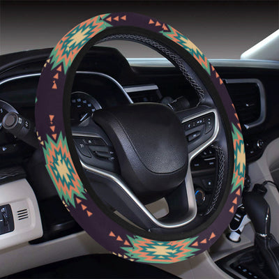 Navajo Geometric Style Print Pattern Steering Wheel Cover with Elastic Edge