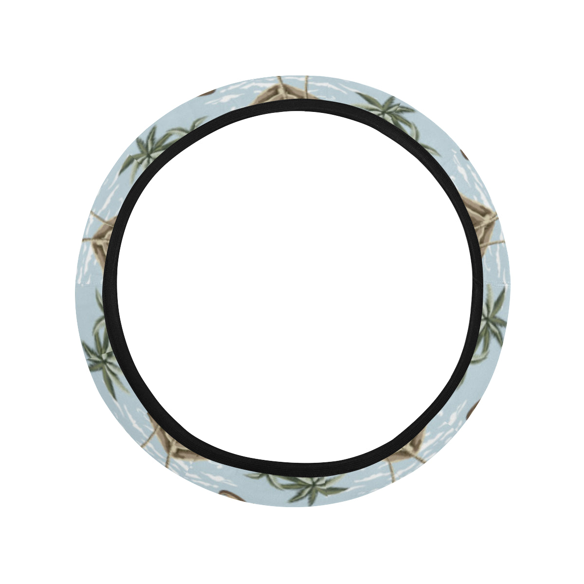 Aloha Hawaii island Design Themed Print Steering Wheel Cover with Elastic Edge