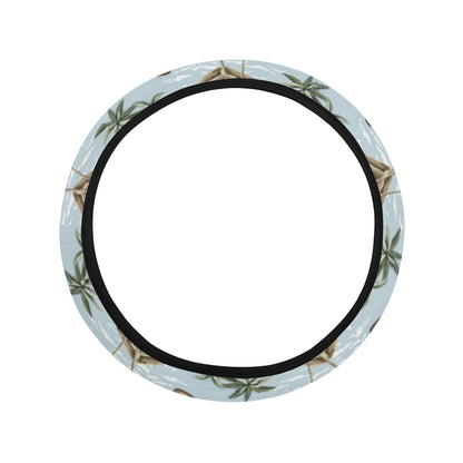 Aloha Hawaii island Design Themed Print Steering Wheel Cover with Elastic Edge
