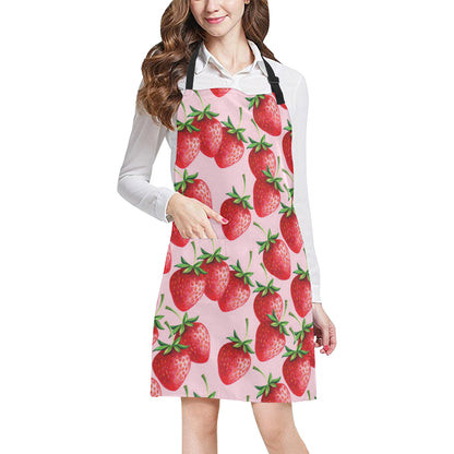 Strawberry Pattern Print Design SB03 Apron with Pocket