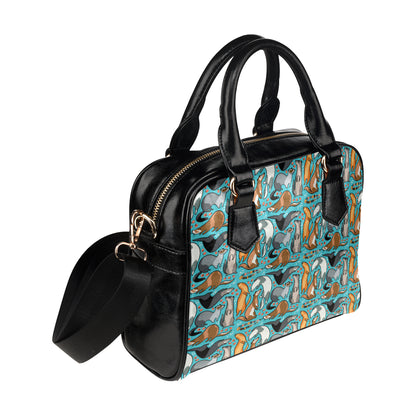 Ferret Pattern Print Design 03 Shoulder Handbag