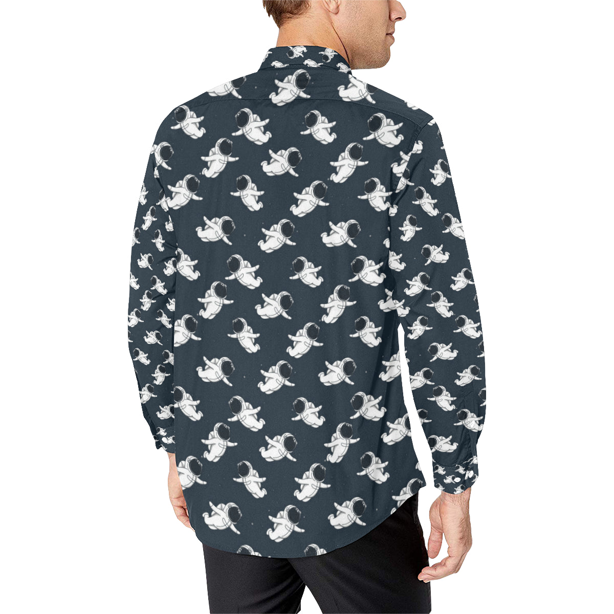 Astronaut Pattern Print Design 02 Men's Long Sleeve Shirt
