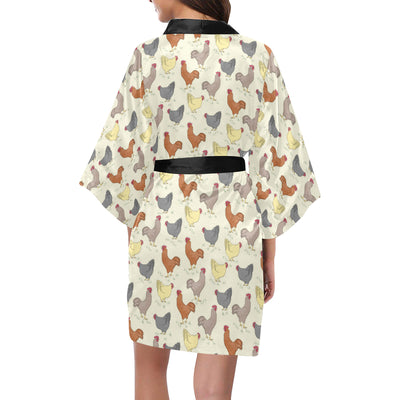 Chicken Pattern Print Design 05 Women's Short Kimono