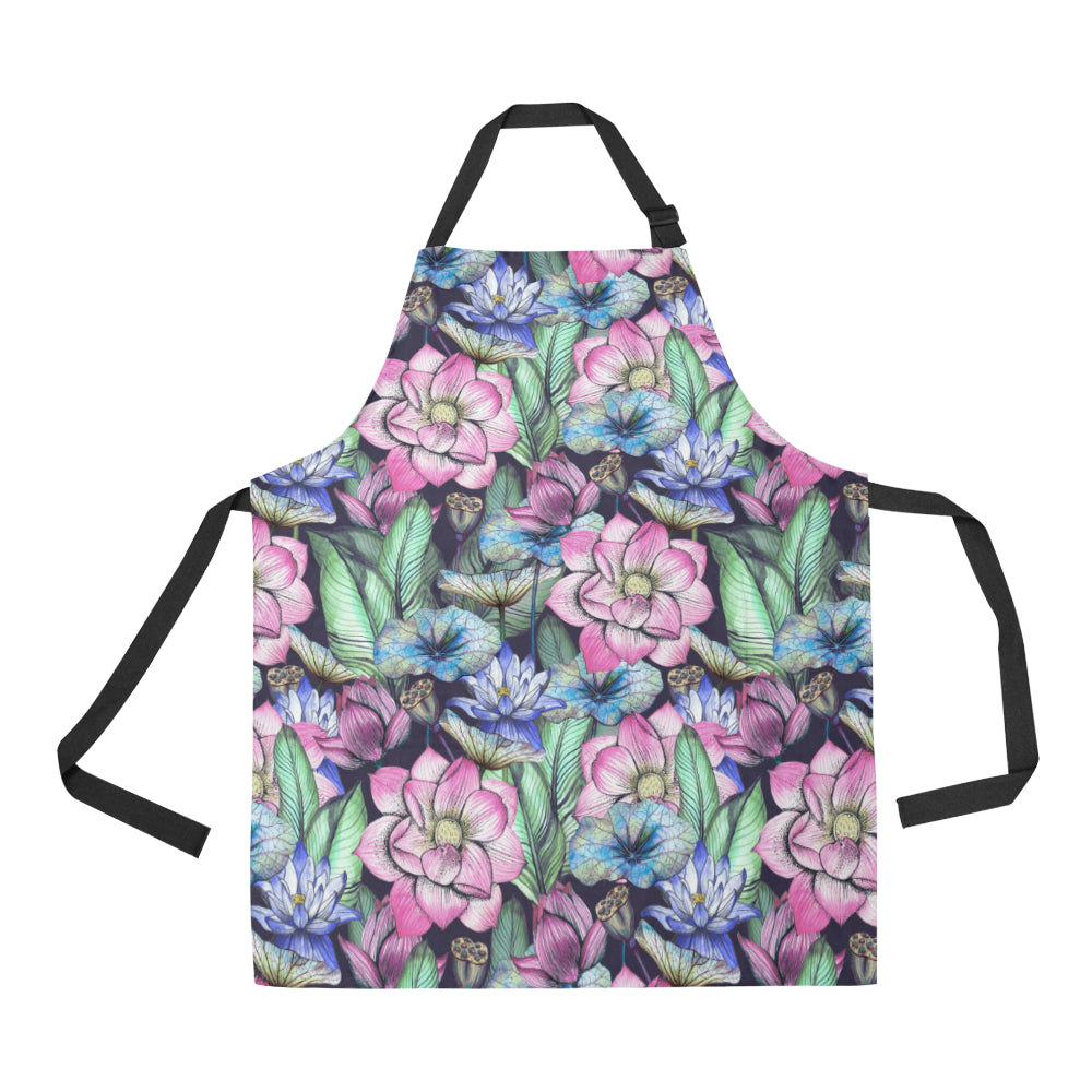 Water Lily Pattern Print Design WL07 Apron with Pocket