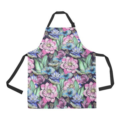 Water Lily Pattern Print Design WL07 Apron with Pocket