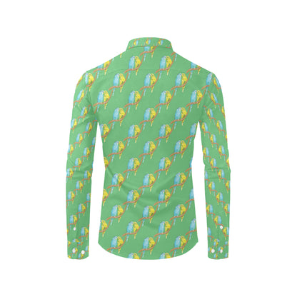 Budgerigar Pattern Print Design 01 Men's Long Sleeve Shirt