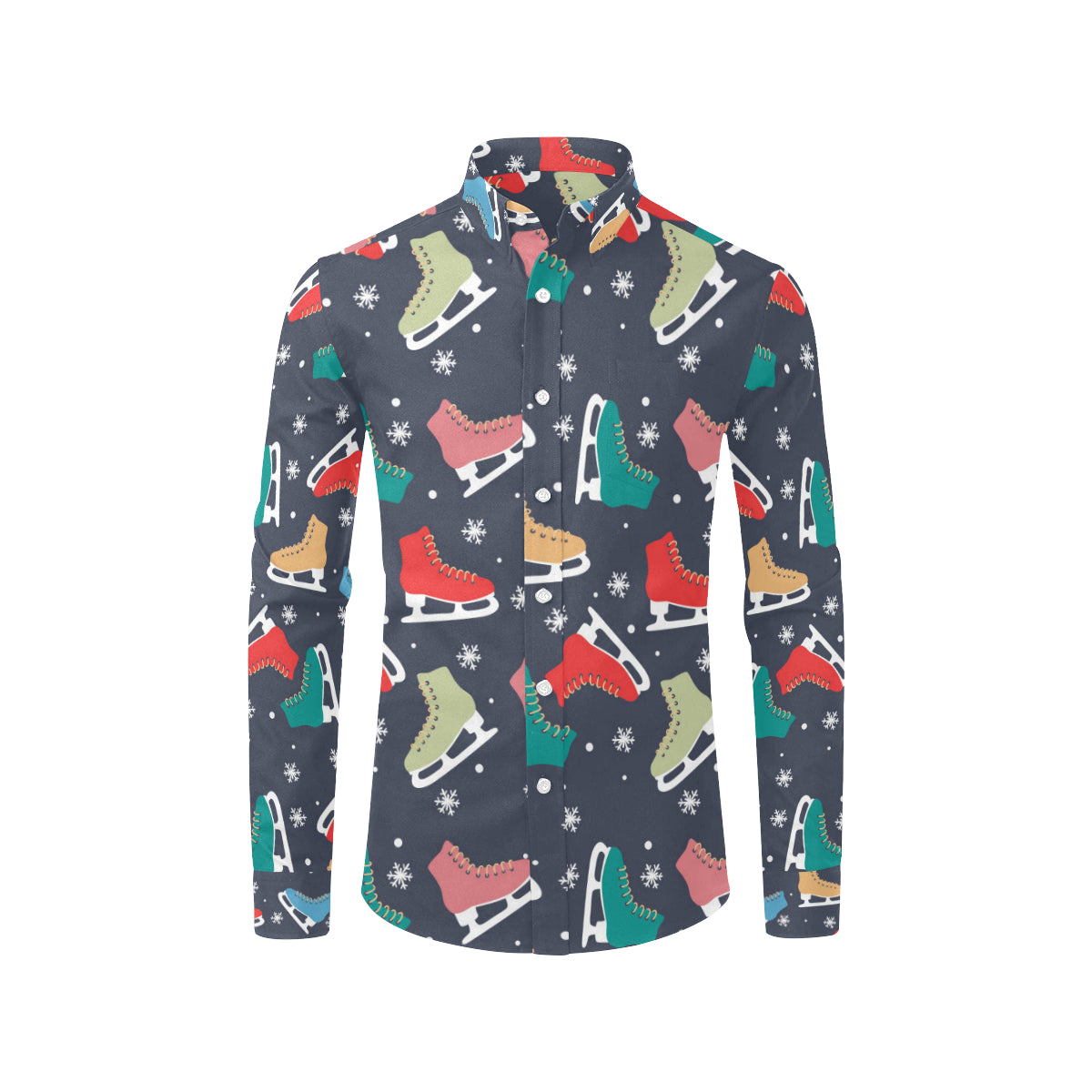 Ice Skate Pattern Print Design 04 Men's Long Sleeve Shirt