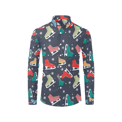 Ice Skate Pattern Print Design 04 Men's Long Sleeve Shirt