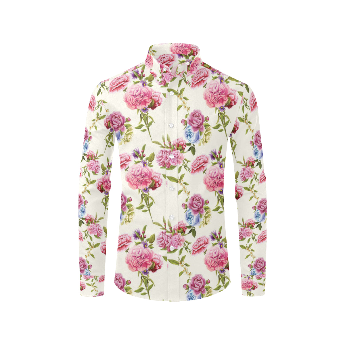 Carnations Pattern Print Design CN02 Men's Long Sleeve Shirt