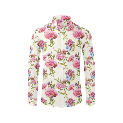 Carnations Pattern Print Design CN02 Men's Long Sleeve Shirt