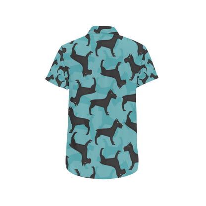 Schnauzers Pattern Print Design A01 Men's Short Sleeve Button Up Shirt