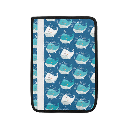 Blue Whale Pattern Print Design 01 Car Seat Belt Cover