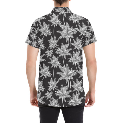 Palm Tree Pattern Print Design PT03 Men's Short Sleeve Button Up Shirt