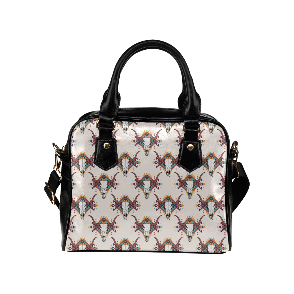 Buffalo Head Pattern Print Design 02 Shoulder Handbag