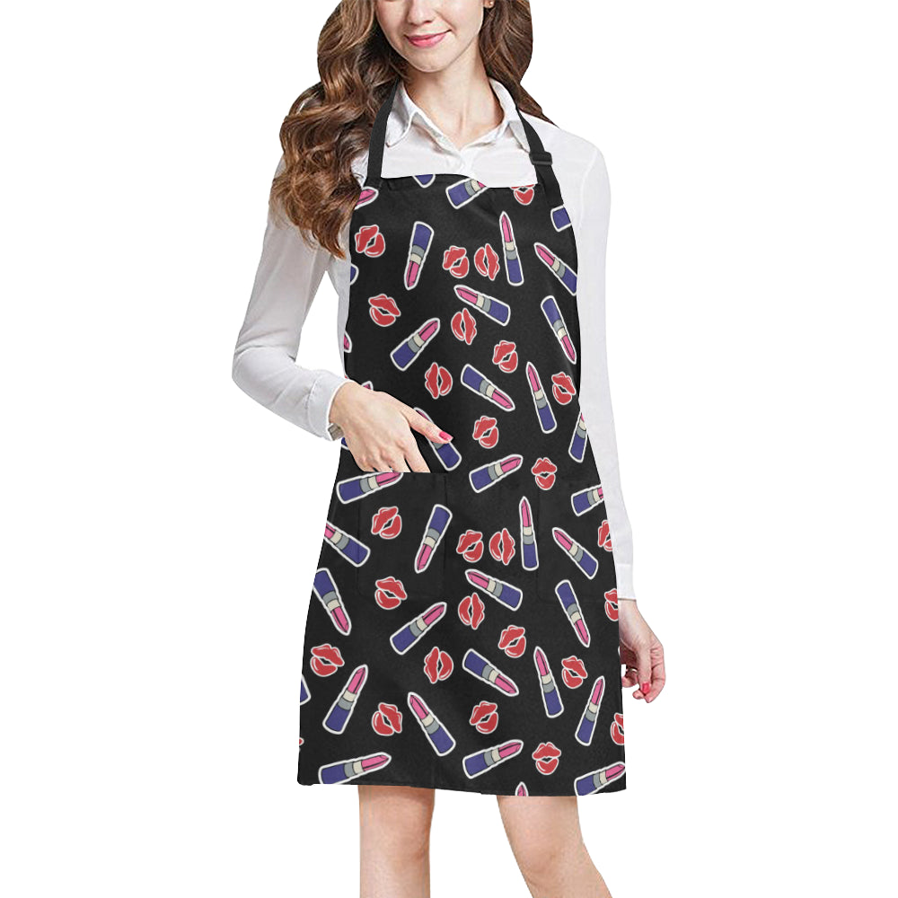 Lipstick Pattern Print Design LT01 Apron with Pocket