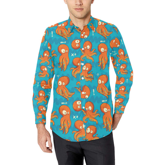 Octopus Pattern Print Design A02 Men's Long Sleeve Shirt