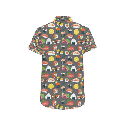Sushi Pattern Print Men's Short Sleeve Button Up Shirt