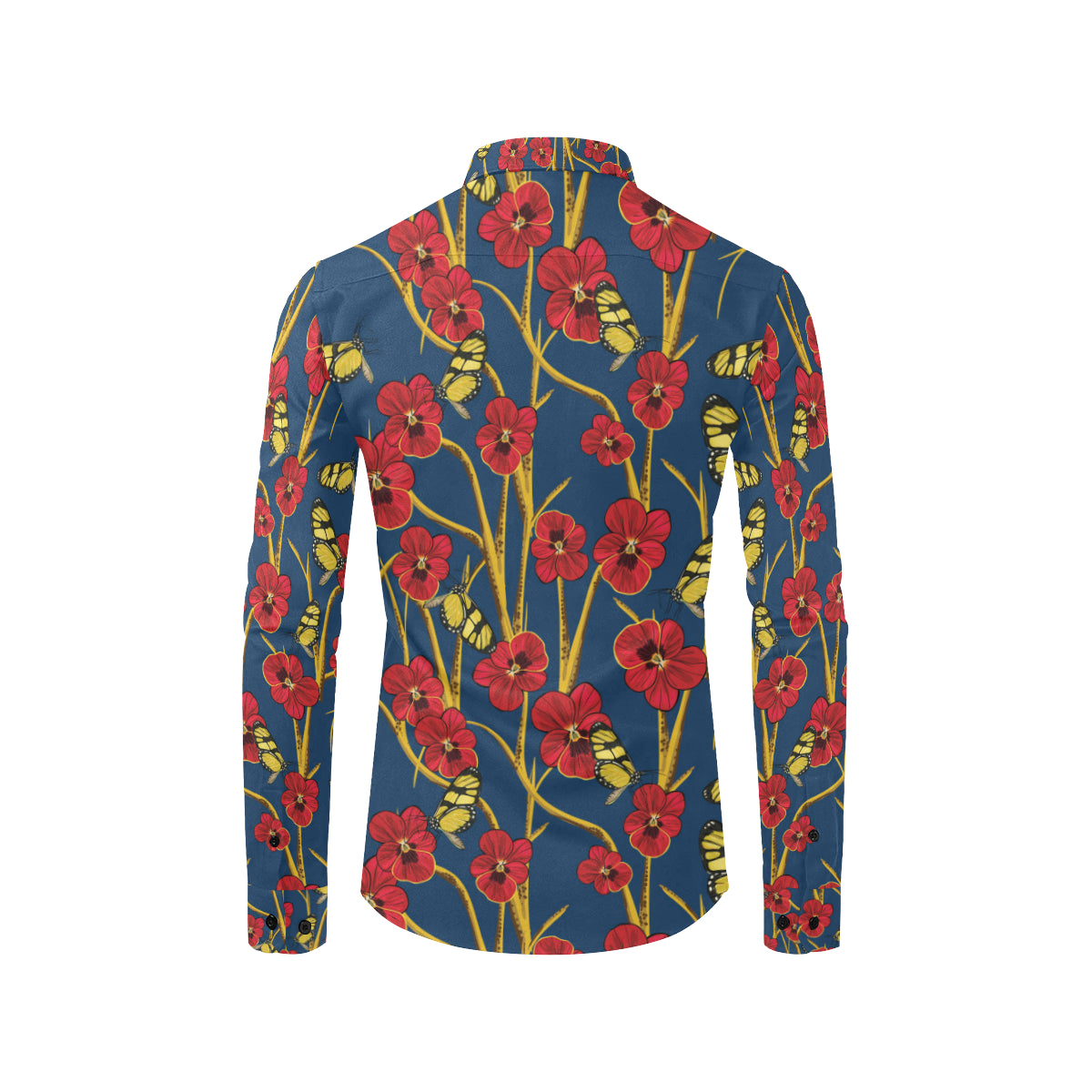 Pansy Pattern Print Design A01 Men's Long Sleeve Shirt