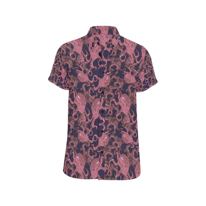 Octopus Pattern Print Design A03 Men's Short Sleeve Button Up Shirt