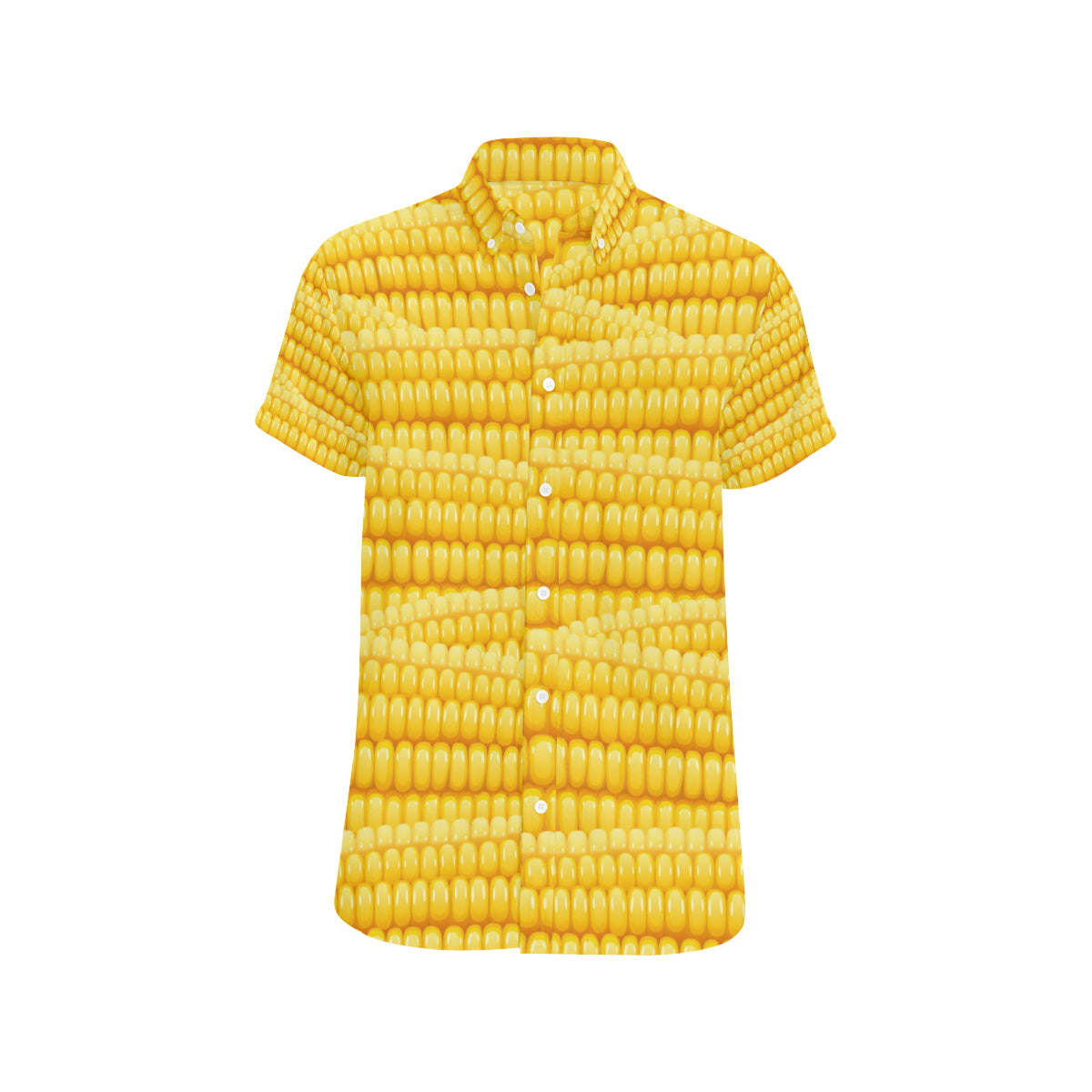 Agricultural Corn cob Pattern Men's Short Sleeve Button Up Shirt