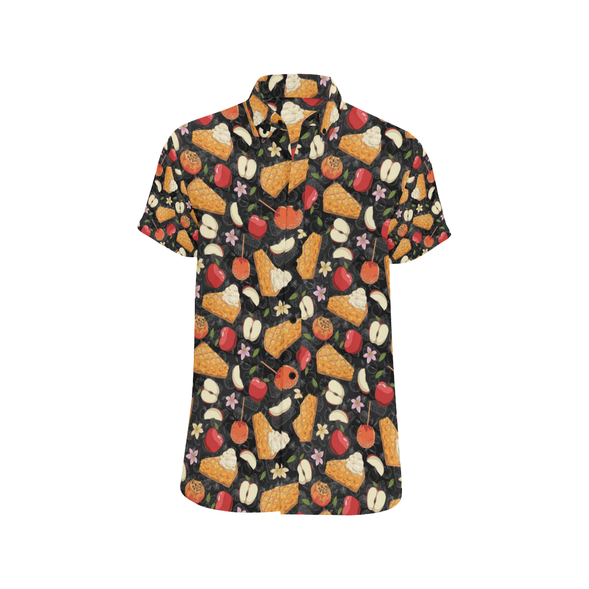 Apple Pie Pattern Print Design 01 Men's Short Sleeve Button Up Shirt