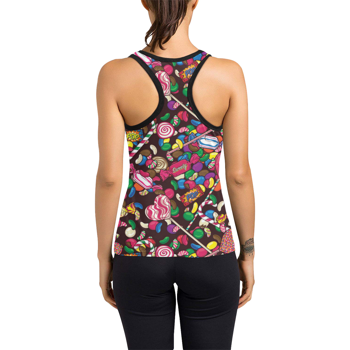 Candy Pattern Print Design CA02 Women's Racerback Tank Top
