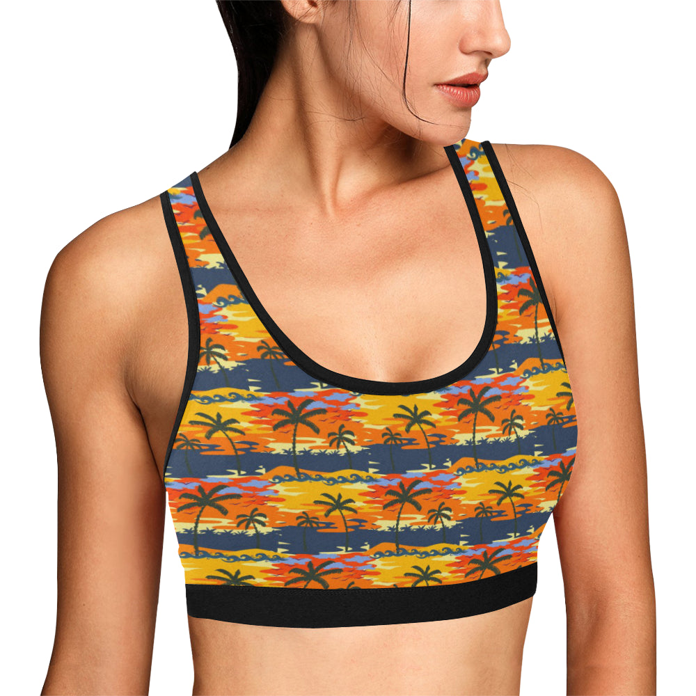 Palm Tree Pattern Print Design PT010 Sports Bra