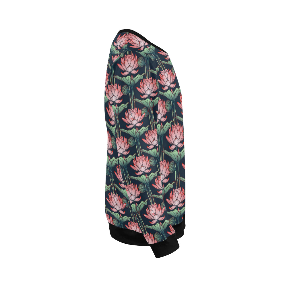 Water Lily Pattern Print Design WL03 Men Long Sleeve Sweatshirt