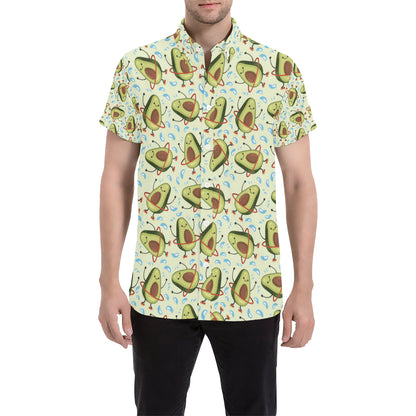 Avocado Pattern Print Design AC02 Men's Short Sleeve Button Up Shirt