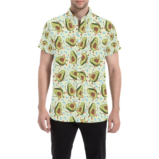 Avocado Pattern Print Design AC02 Men's Short Sleeve Button Up Shirt