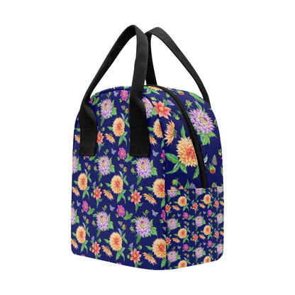 Dahlia Pattern Print Design DH010 Insulated Lunch Bag
