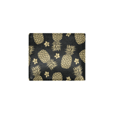 Gold Pineapple Hibiscus Men's ID Card Wallet