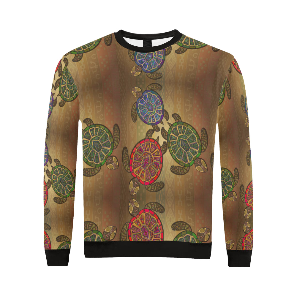 Sea Turtle Tribal Colorful Men Long Sleeve Sweatshirt