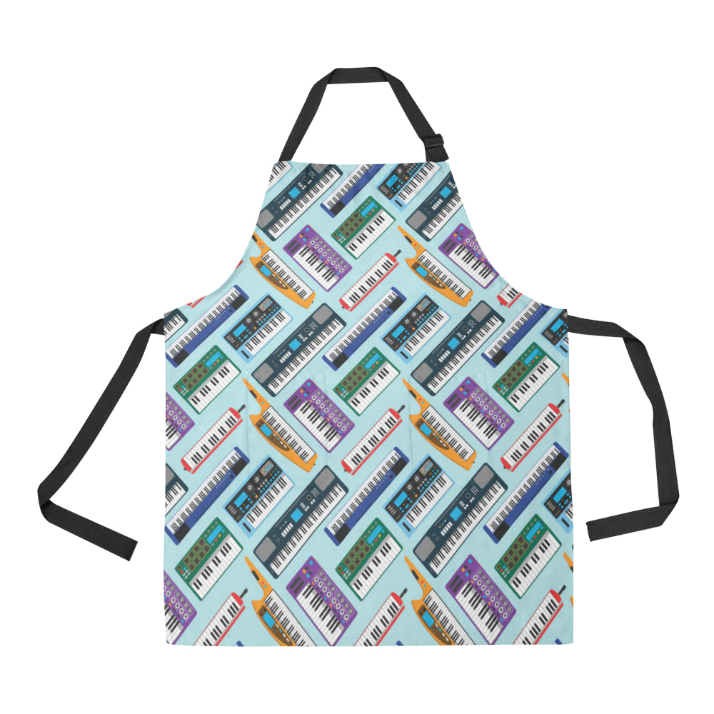 Synthesizer Pattern Print Design 02 Apron with Pocket