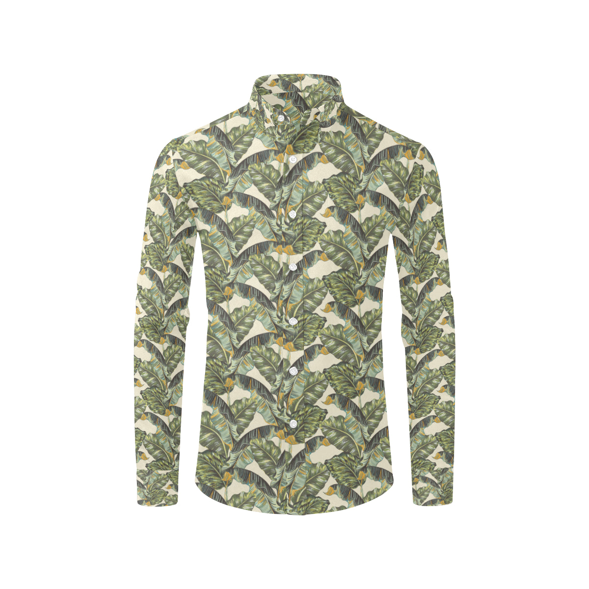 Banana Leaf Pattern Print Design 04 Men's Long Sleeve Shirt