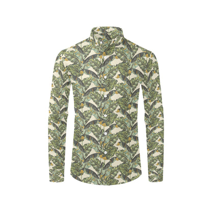 Banana Leaf Pattern Print Design 04 Men's Long Sleeve Shirt