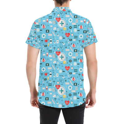 Medical Pattern Print Design 06 Men's Short Sleeve Button Up Shirt