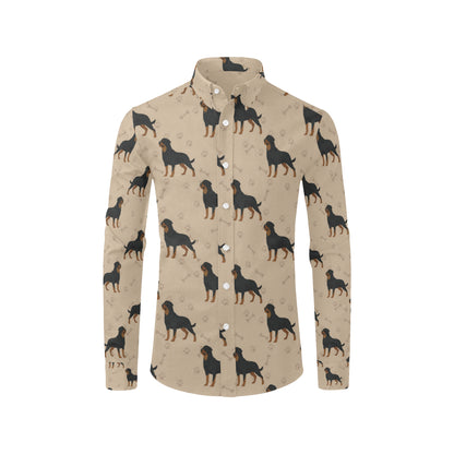 Rottweiler Pattern Print Design A01 Men's Long Sleeve Shirt