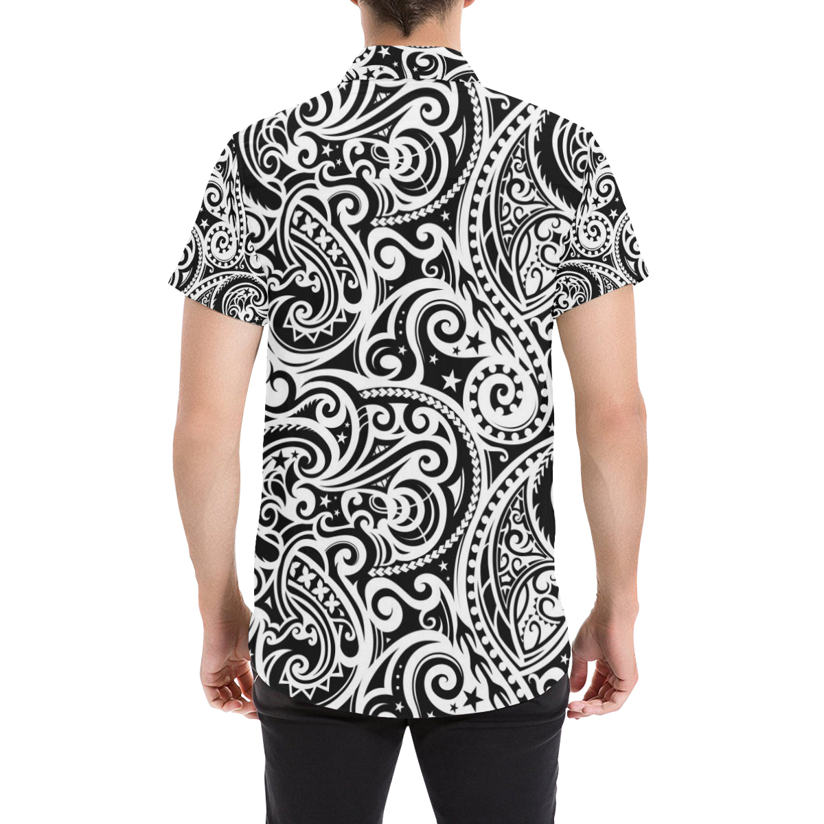 Polynesian Traditional Tribal Men's Short Sleeve Button Up Shirt