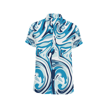 Liquid Pattern Print Design 05 Men's Short Sleeve Button Up Shirt