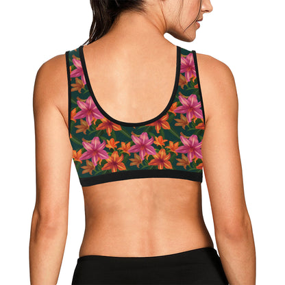 Amaryllis Pattern Print Design AL01 Sports Bra