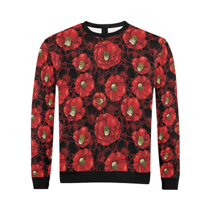 Camellia Pattern Print Design CM06 Men Long Sleeve Sweatshirt