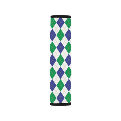 Argyle Green Blue Pattern Print Design 03 Car Seat Belt Cover