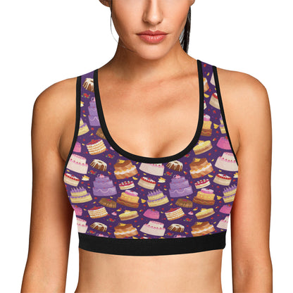 Cake Pattern Print Design 05 Sports Bra