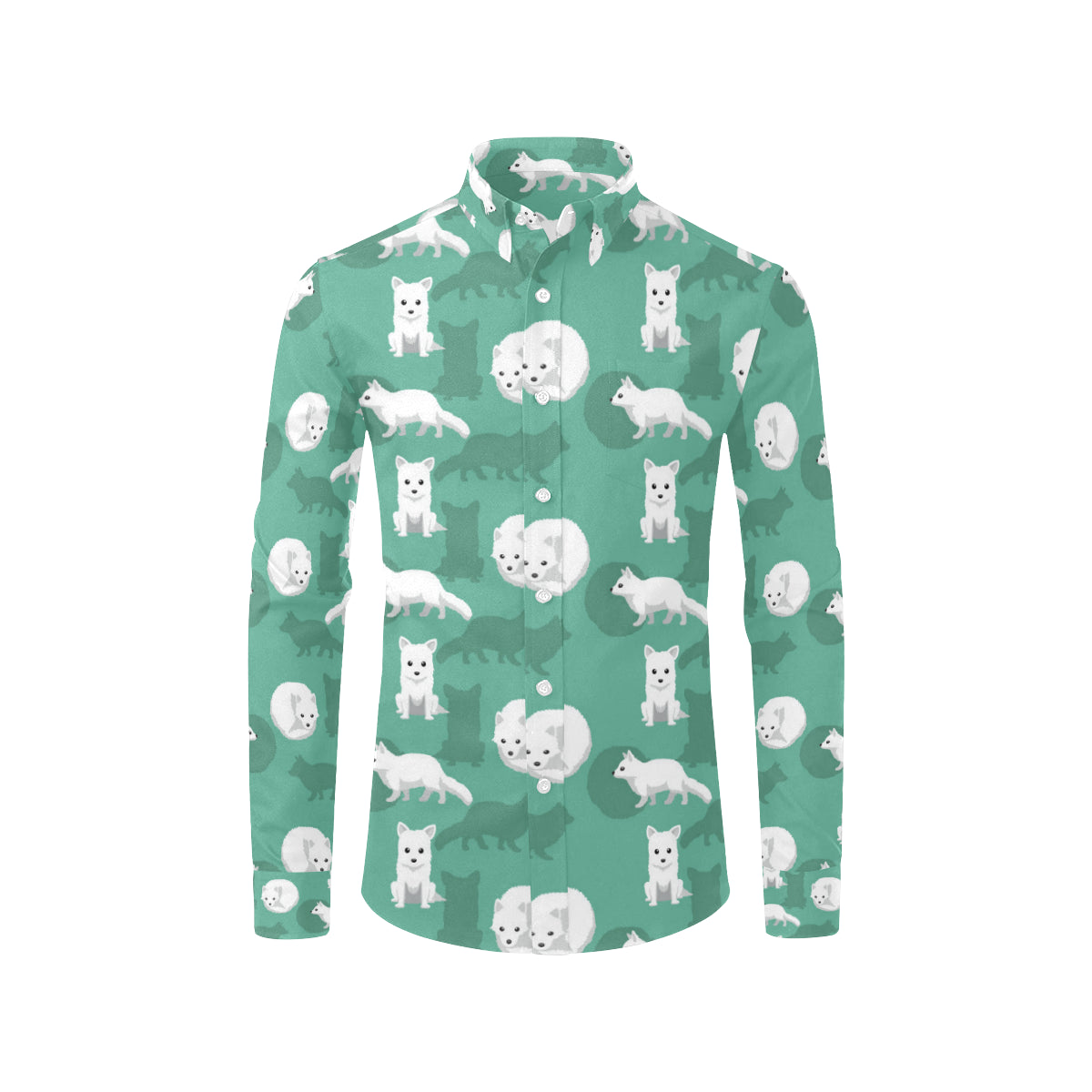 Arctic Fox Pattern Print Design Men's Long Sleeve Shirt