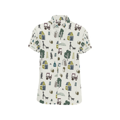 Agricultural Farm Print Design 01 Men's Short Sleeve Button Up Shirt